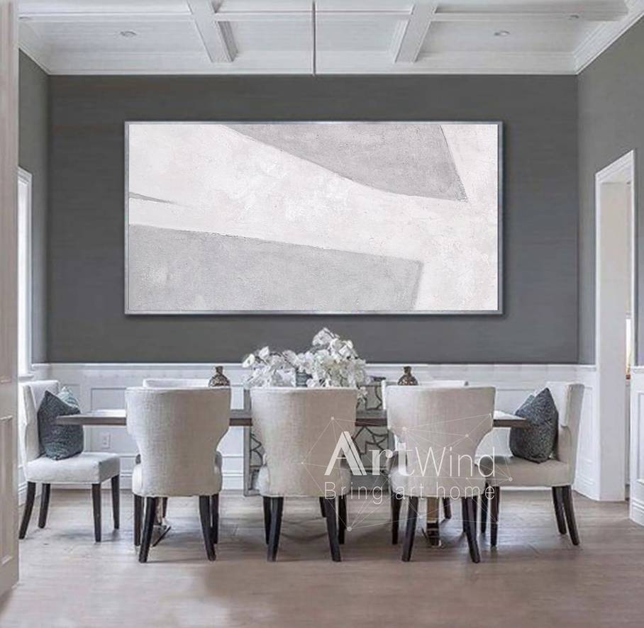 Gray Hand-painted Minimalism Abstract Canvas Artwork 2UN85